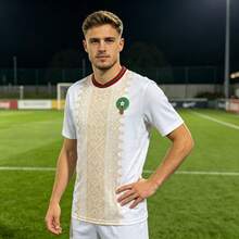 Maglia da calcio da trasferta del Marocco per la squadra nazionale maschile alla Coppa del Mondo in Messico e Canada. - Marocco in trasferta in maglia bianca - Visualizzare 3