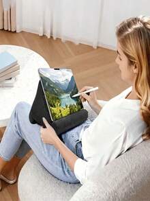 1pc Multifunctional Reading Tablet Stand - Comfortable Reading & Movie Watching Pillow, Durable Material, Bed Tablet Holder, Adjustable Carbon Fiber Tablet Stand, Compressible Angle Reading, Electronic Computer Accessory, Bedside Tablet Support, Bed Reading Stand, Hands-Free Media Access, Bedside Tablet Holder, Adjustable Tablet Stand, Modern Bed Storage, Velvet Texture Pillow - View 2