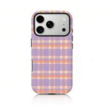 [24h Shipping From DE/FR/ES]Apple 17 16  22 23 24 25 26 Galaxy Phone Case - Retro Fresh Purple And Yellow Checkered, Case For IPhone 17, 17 Pro, 16 Pro Max, 15 Pro, 13, 13 Mini, 12, 11, XS Max, 7, SE2, 2-In-1 Glossy Cover - 1 Piece Of Picture Color - View 1