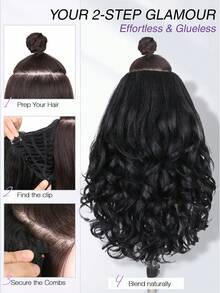 Peruca Yaki de 22 Polegadas com Camadas Onduladas de Cabelo Sintético 2 em 1 Sem Emendas Reversível Sem Cola para Iniciantes Mulheres Uso Diário - Multicolorido - Visão 8