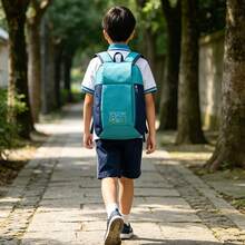 Beinuosen 1個男孩女孩恐龍圖案聚酯纖維拉鍊開合簡約輕便小背包，適合日常、度假旅行、學校使用 - 彩色 - 查看 3