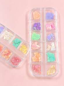 12 Couleurs Décorations d'Art des Ongles en Coquillage 3D Accessoires d'Art des Ongles en Coquillage Couleur Aléatoire Fournitures d'Art des Ongles DIY Charmes pour Ongles - Multicolore - Voir 3