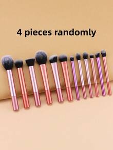 1 Conjunto de Pincéis de Maquiagem Multifuncionais, Inclui Pincel de Pó, Pincel de Blush, Pincel de Base, Pincel de Sombra, Pincel de Esfumar, Pincel de Contorno (4 Pincéis Aleatórios) - Multicolorido - Visão 9