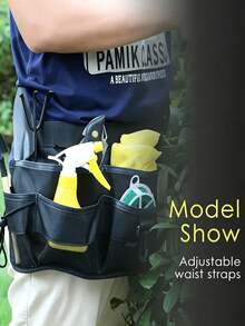 1pc Black/Green Gardening Tool Waist Bag, Solid Color Heavy Duty Practical Style, Waterproof Durable Oxford Fabric, Multi-Pocket, Adjustable Waist Belt Buckle, Hands-Free Storage Organizer Belt, Suitable For Lawn, Yard, Planting, All-Season Outdoor Use - Gardening Tool Waist Bag - View 8