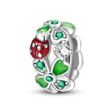 1 peça pulseira de contas estilo Dopamina Sweet Cool em prata esterlina S925 de baixa alergia, com caveira rosa, ananás, urso e trevo de quatro folhas verde, adequada para pulseira original, para fazer joias DIY femininas, presente de aniversário - Multicolorido - Ver 14