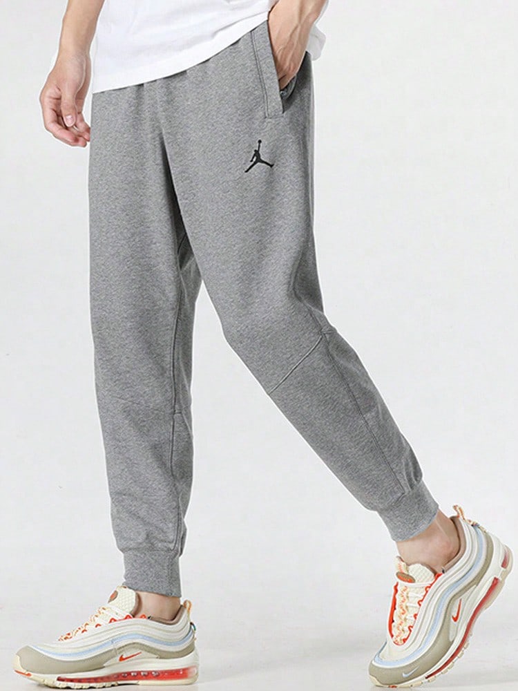Nike Jordan Dri-FIT Sport Solid Color Logo Print Elastic Waist Jogger Quick-Drying Knit Sweatpants, Men's, Grey - Grey - View 1