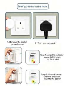 10pcs British White Plastic Socket Covers - Home Appliance Child Safety Device, Baby Infant Electrical Outlet Plug Protectors - Multicolor - View 7