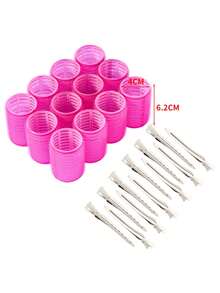 24 piezas de rulos grandes para el cabello con clips, rulos autoadherentes adecuados para cabello largo, medio, corto y flequillo, rulos DIY (incluye 12 rulos grandes + 12 clips), productos y accesorios para peinado, adecuados para uso en salón - Multicolor - Ver 15