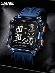 SMAEL 1pc Square Dial Digital Watch For Men And Women Student Casual Fashion Stopwatch Alarm Sports Wrist Watch - one-size - View 2