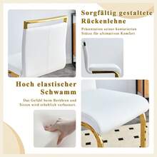 Juego de 2 taburetes de bar de estilo nórdico / Juego de 2 taburetes de bar de PU / Diseño único y construcción estable / Capacidad de carga de 120 kg / Adecuado para comedor, cocina y patio - Blanco + Oro - Ver 5