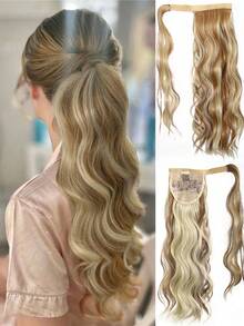 18-Inch Synthetic Long Curly Wavy Ponytail Wig With Hair Clips, Long Hair Tie, And Magic Drawstring, Suitable For All Women. - Multicolor - View 13