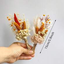 1/6 piezas Ramo de flores artificiales mini para boda, decoración de boda bohemia, boutonniere para hombres, centros de mesa, hierba de pampa para cumpleaños, pastel, fiesta, decoraciones navideñas - Y05 - Ver 3