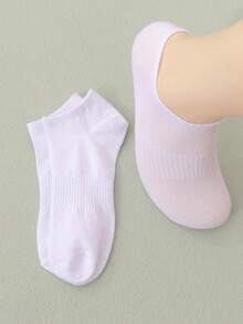 5/10/20/30 Pairs Multi-Color Mixed Fashion Casual Couple Women's Short Socks, Men's Socks, White Socks, Adult Socks, Women's Boat Socks, Men's Boat Socks, Student Socks, Summer Socks, Suitable For All Seasons, Perfect For Home And Travel Use - White - View 2