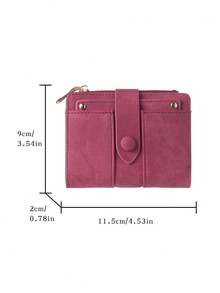SHABILI Vintage Short Women's Coin Purse Wallet, Exquisite PU Leather Bifold, Large Capacity With Multiple Card Slots And ID Holder - Hot Pink - View 4