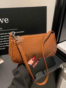 Nueva bolsa de hombro versátil y de moda con textura, bolso de mano para mujer - Marrón 2 - Ver 2