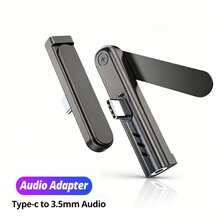 2-In-1 Stand Converter (Phone Stand + Audio) USB-C Portable 360° Right Angle High-Quality Audio Conversion Adapter With Phone Stand Converter, Compatible With IPhone 17/16/15/ Phones/Tablets And Laptops, Plug And Play Conversion Stand - Black - View 1