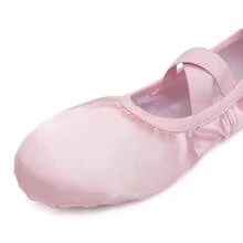 Girls' Satin Ballet Shoes, Soft Bottom Flat Shoes, Light Pink Ballet Slippers - Pink - View 4