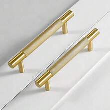 2pcs Modern Aluminum Alloy Gold Cabinet Carved Handles And Drawer Pulls, Wardrobe Door Handles, Furniture Hardware Accessories - Gold - View 1