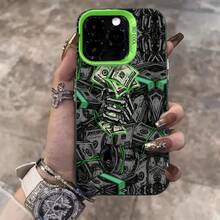 Funda para teléfono: Diseño de pantalla completa con patrón USD, IMD a color plateado, adecuada para iPhone X/11/12/13/14/15/16/17/air/pro/promax/plus, ofrece protección contra caídas, arañazos y roturas de la pantalla, agarre cómodo, ideal como regalo para amigos, familiares, fans y en ocasiones especiales. - Color mixto 4 - Ver 2