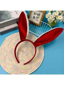 1pc Halloween Red Rabbit Ear Headband Cute Plush Rabbit Ear Headpiece Pure Desire Bunny Girl Cosplay Sweet Girl Decoration - Multicolor - View 7