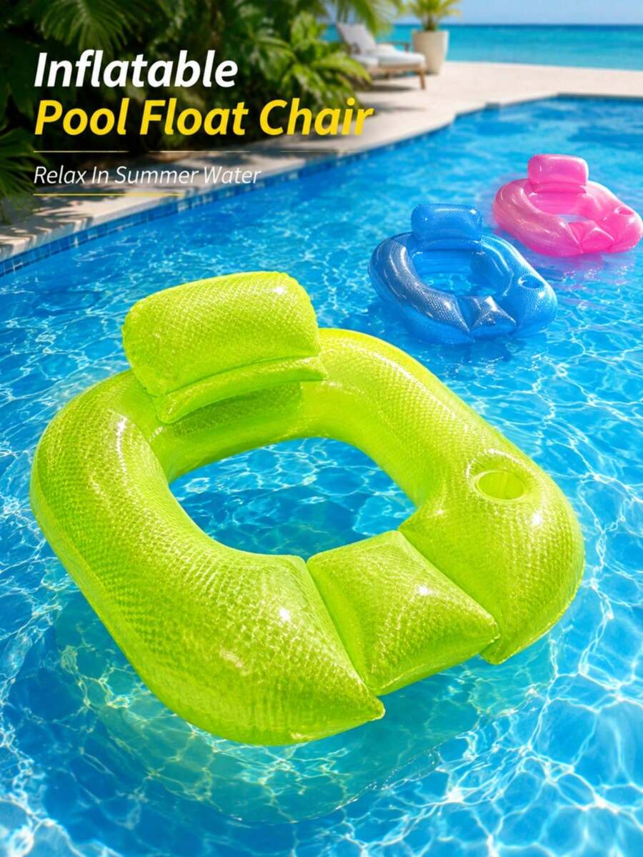 1 pieza Aro de natación estilo sofá cuadrado color perla, silla flotante de piscina de verano, balsa inflable, cama flotante inflable de piscina, esencial de playa, flotador de piscina - Flotador de natación - Ver 1