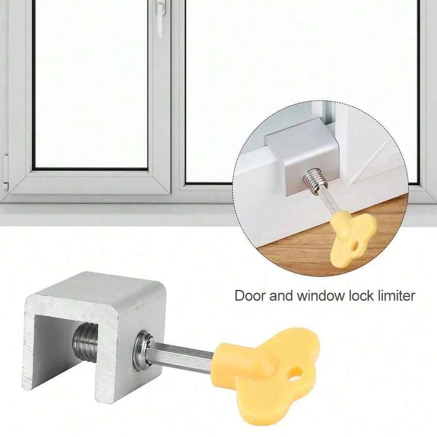 1pc/5pcs Adjustable Sliding Window Lock, Aluminum Alloy Material, With Key, Window Position Limiter, Suitable For Horizontal Sliding Doors And Windows