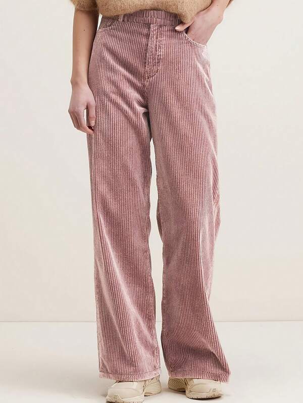 Women's Autumn/Winter Corduroy Straight Leg Pants, With Pockets, Long Vintage Casual Polyester Pants