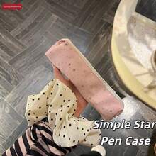1pc Minimalist Student 3D Korean Pencil Case Pen Holder For Middle And High School Students, Automatic Pencil Large Capacity Niche Stationery Star Pattern Pencil Case Storage Bag, 3D Structured Shape Stable And Not Easily Collapsed, Fresh Star Pattern Minimalist And To The Eye, High-Quality Fabric Durable And Wear-Resistant, Smooth Opening And Closing For Worry-Free Use, Ample Internal Space To Store Multiple Pens And Small Stationery - A - View 1