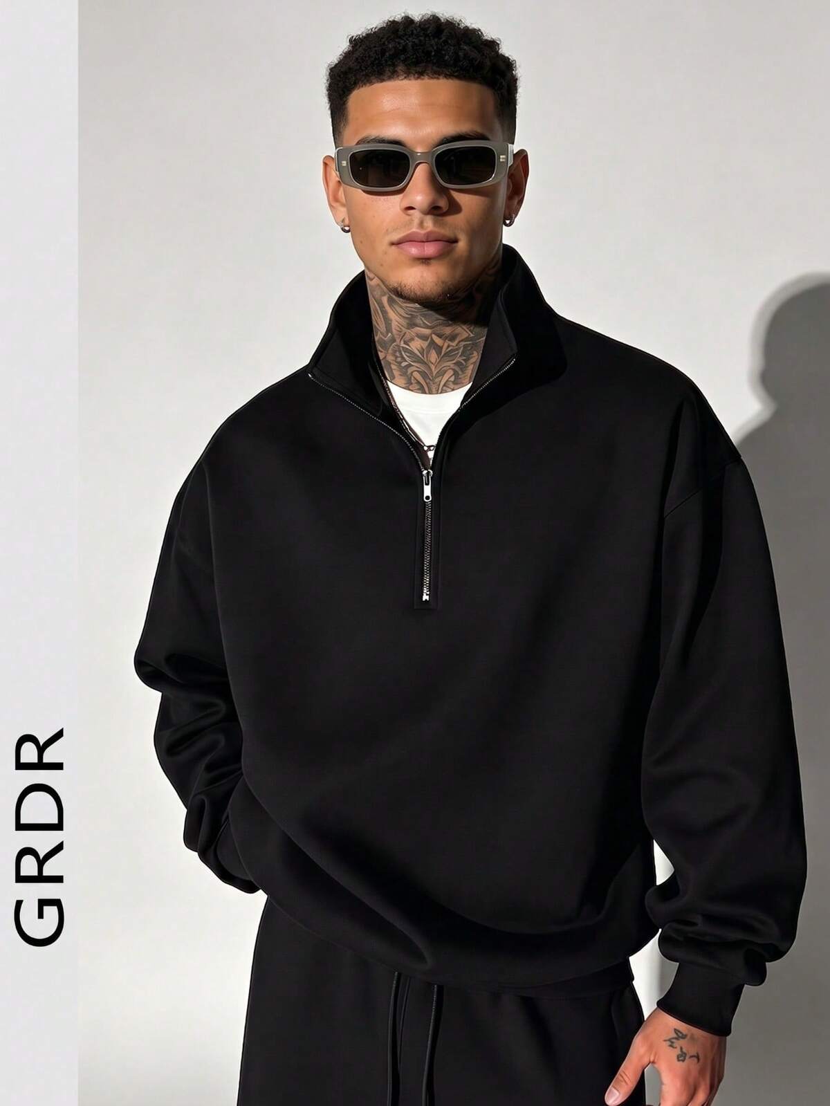 GRDR sweat-shirt zippé à manches longues de couleur unie pour hommes, automne/hiver 6