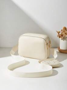 2pcs Floral Pattern Multi-Layer Crossbody Bag & Shoulder Bag Women's Handbag Pendant Small Bag - Beige - View 5