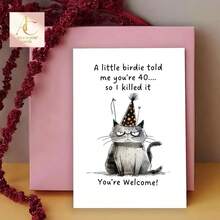 A Humorous 40th Birthday Card - High-Quality Card Featuring A Funny Kitten Design, Suitable For Family, Friends, And Businesses, A Unique Birthday Decoration, Thank You Cardreciation, Teacher Thank-You Gifts | Vibrant Card - One Size Fits All - View 3
