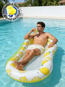 1pc Inflatable Mesh Floating Lounger, Lemon & Watermelon Pattern, With Pillow, Water Hammock, Suitable For Beach, Seaside, Water Recreation, Pool Party, Summer Beach, Inflatable Water Float, Pool Floating Seat, Pool Raft, Available With Pump Set - Net Float - View 16