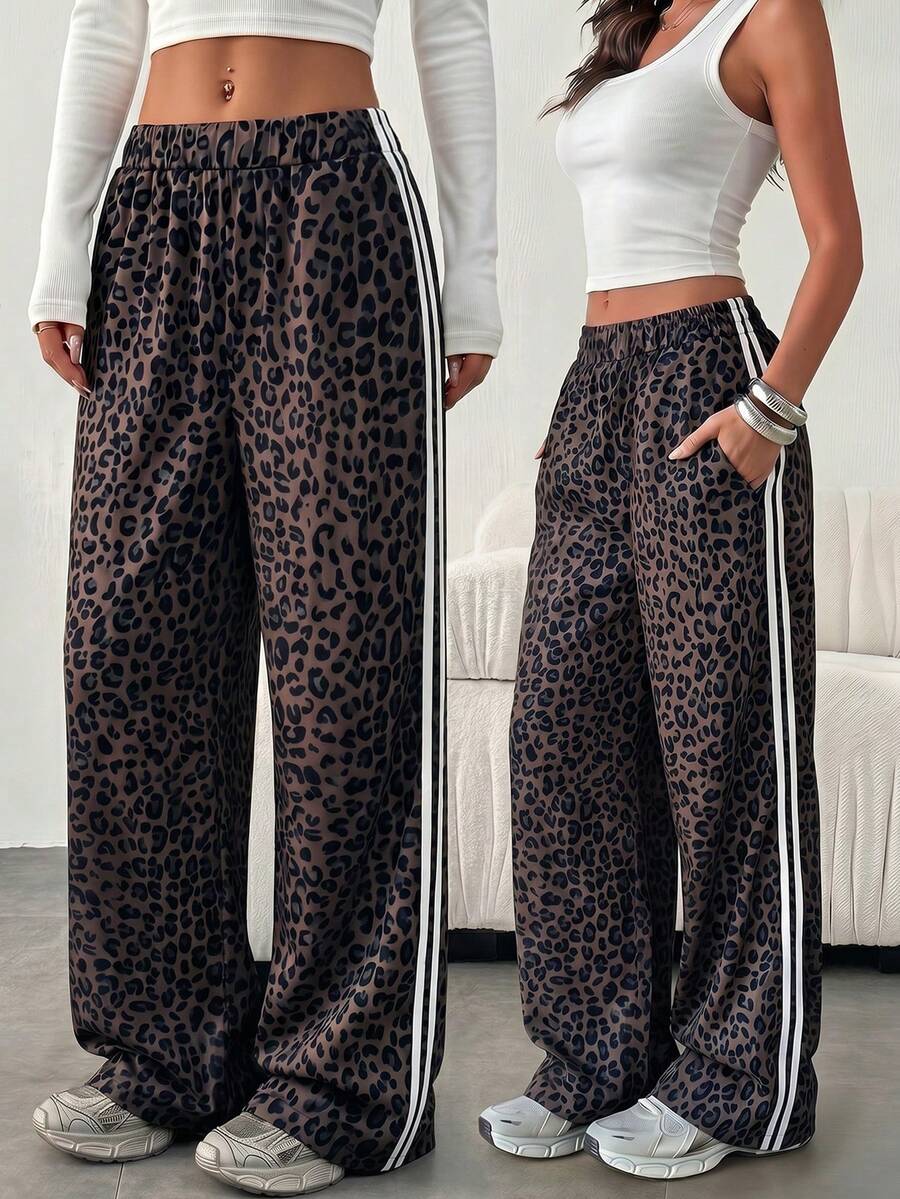 Hot Girl Hip Hop Leopard Print Loose Fit Women's Long Pants