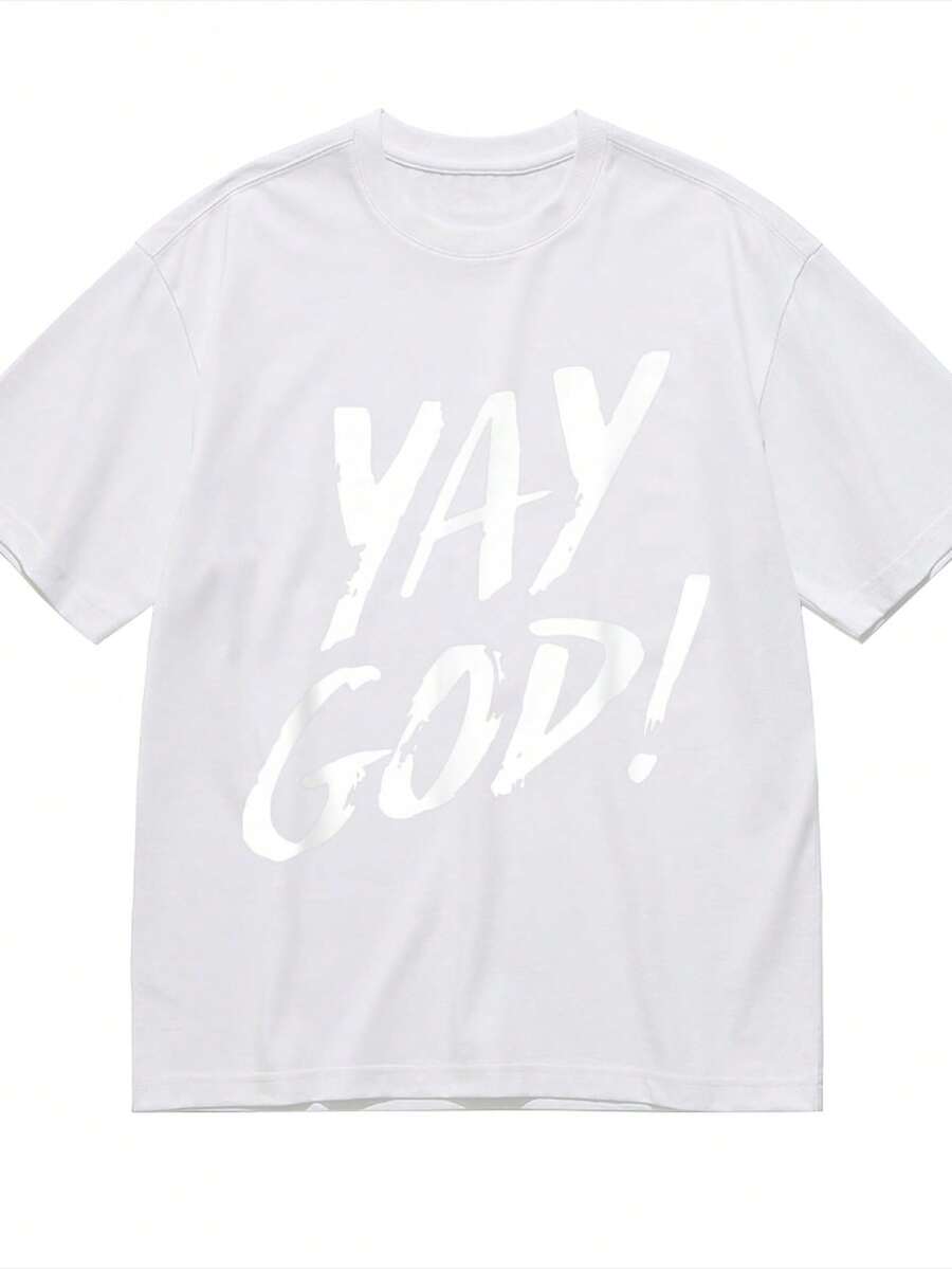 Funny Yay God Graphic Jesus Christian Religion T-Shirt For Women Men Cotton Short Sleeve Crew Neck Graphic Top Tee - 白色 - 查看 1