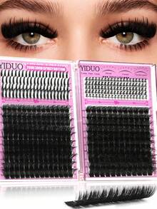 YIDUO 980片 6款混色簇狀接睫毛套組，80D-300D 尖底濃密 D捲睫毛 5-20mm，含 2 瓶膠水與封口液、卸除液、鑷子與刷子，家用 DIY 全套組 - 彩色 - 查看 11