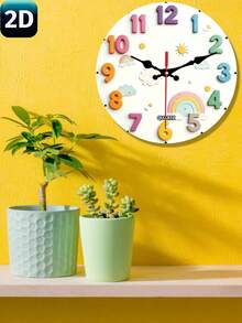 1pc Rainbow Sun Cloud Wall Clock, Wall Decor Pattern, Suitable For Bedroom, Living Room, Office, Kitchen Decoration, 10/12 Inch (AA Battery Not Included), Christmas Decoration - 1PC - 查看 7