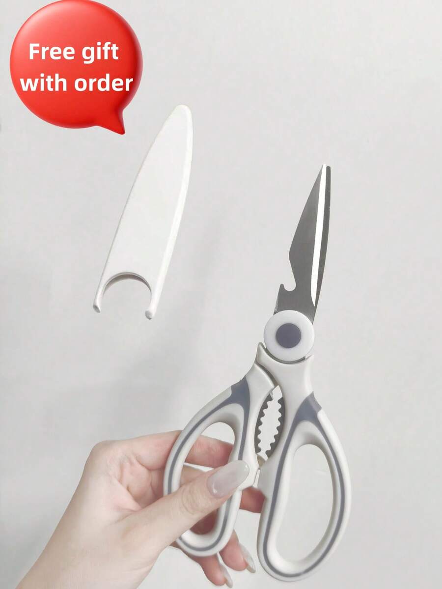 2 Packs Kitchen Scissors Heavy Duty Stainless Steel Scissors Multipurpose Sharp Scissors, Cutting Meat, Herbs, Food, Fish, Sharp Blades And Comfortable Grip - White - View 1