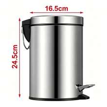 Stainless Steel Pedal Trash Can, Featuring Odor-Proof And Non-Contact Design. Suitable For Kitchen, Bathroom, Bedroom, Office And Other Home Settings. Available In 5L And 3L Capacities. - New Model - View 7