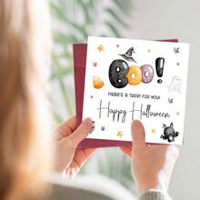 1pc Happy Halloween Greeting Card With Envelope - Cute Bat & Ghost Design, Halloween Celebration Card For Friends & Family, Perfect For Party Invitations & Festive Wishes - A - View 4