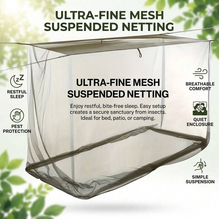 Portable Mosquitoes-Net Tent 1.8M Foldable No-Assembly Outdoor Camping Travel Gathering - Dark Green - View 1