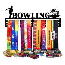 1PC Bowling Gold Silver Bronze Medal Display Rack, Metal Wall Decor Storage Rack, Suitable For Sports Awards, Weather-Resistant Display For Collectibles - Perfect For Sports Enthusiasts And Athletes - Indoor And Outdoor Display, Ideal Gift For Sports Fans And Champions - Black - View 3