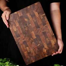 ACACIA WOODEN CUTTING BOARD 42X30x3,5 CM ANTIBACTERIAL GRID - View 4