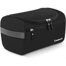 Lumbor37 Bolsa de Aseo de Viaje Colgante Organizador y Baño Dopp Higiene Kit con Gancho para Accesorios de Viaje Artículos de Tocador Baño, Afeitado y Maquillaje para Hombres y Mujeres - 1-Negro oscuro - Ver 1
