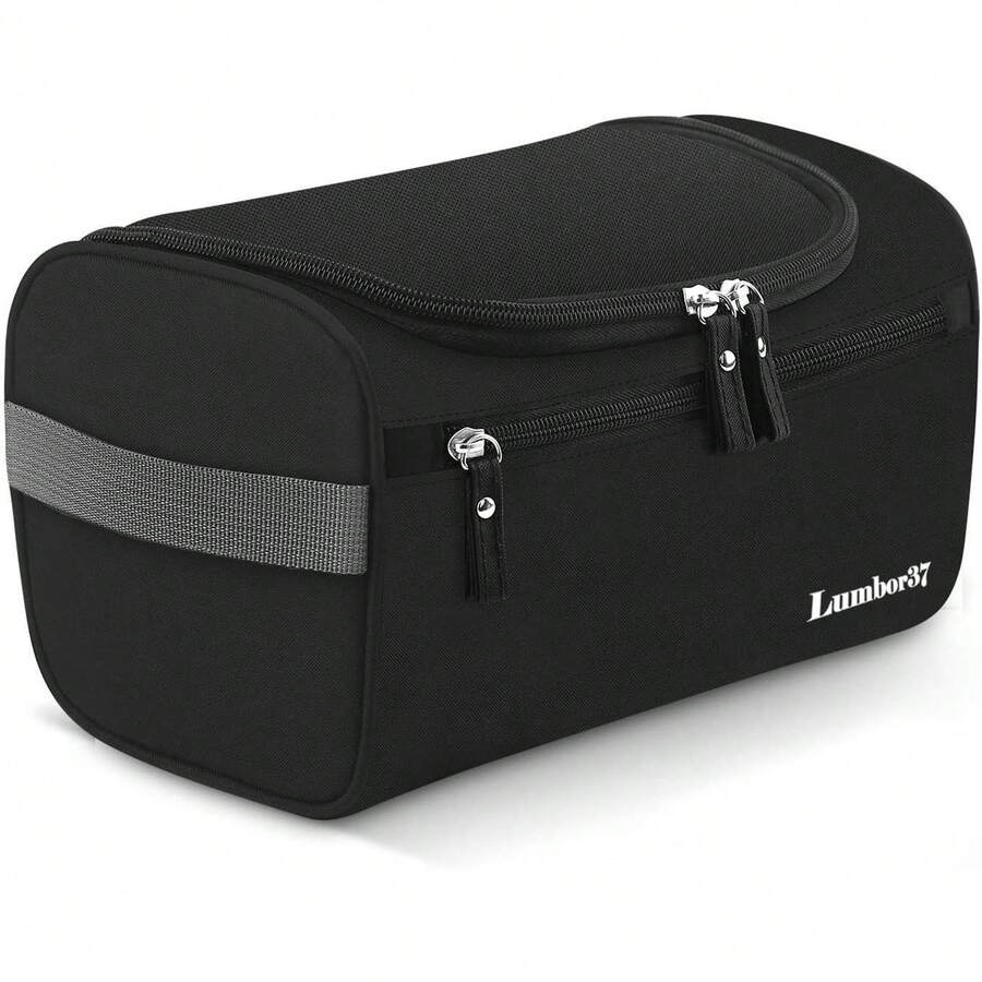 Lumbor37 Bolsa de Aseo de Viaje Colgante Organizador y Baño Dopp Higiene Kit con Gancho para Accesorios de Viaje Artículos de Tocador Baño, Afeitado y Maquillaje para Hombres y Mujeres - 1-Negro oscuro - Ver 1