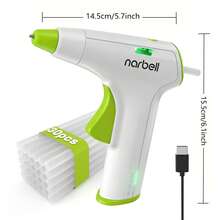 Narbell 4V Cordless Glue Gun, 12s Fast Preheating Glue Gun, Type-C Rechargeable With 2000mAh Battery, 7mm*30 Glue Sticks, Smart Shut-Off, Ideal For DIY/Handmade Projects/Repair - Light Grey - View 10