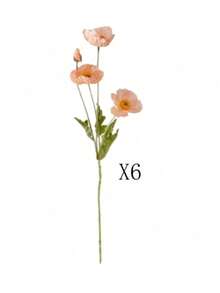 1支/2支/3支/4支/6支人造罂粟花，长度59厘米，每枝4朵花，简约现代风格，可弯曲且不褪色 - 适用于DIY花墙、场景装饰、客厅/卧室花瓶摆设、婚礼、派对、家居装饰、桌面摆件、房间装饰、返校用品。 - 珊瑚色 - 查看 11