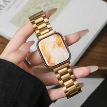 1件星光色商務金屬錶帶，適用於 38mm 40mm 41mm 42mm 44mm 45mm 46mm 49mm，中性百搭時尚極簡智慧手錶錶帶，兼容 I Watch Ultra 系列 11 10 9 8 7 6 5 4 3 SE 2 1，銀色 黑色 金色 玫瑰金 - 金色 - 查看 3