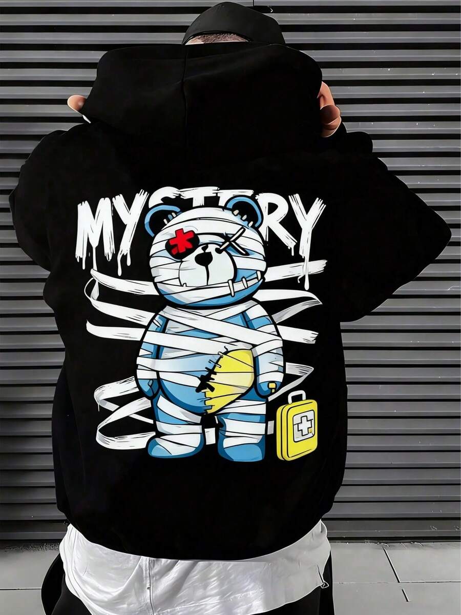 Sudadera de manga larga para hombre con estampados modernos, perfecta para usar en otoño e invierno, sudadera negra de manga larga. - Albaricoque - Ver 1