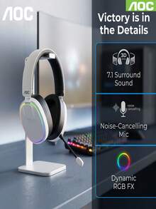 1Pc AOC ACG3512 Updated Wireless Over‑Ear Gaming Headset, Bass‑Enhanced Sound, Lightweight Foldable Build, Built‑In Microphone, Headphones For Travel Work Laptop Mobile Devices - View 10