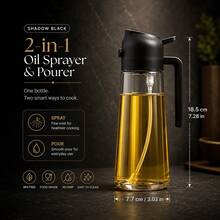 1pc 2-In-1 Glass Oil Sprayer And Dispenser Bottle, Glass Cooking Oil Sprayer, Olive Oil Sprayer, Glass Oil Spray Bottle, Suitable For Air Fryer, Cooking Spray, Salad, BBQ, Baking, Suitable For Kitchen, Oil Mist Spray Bottle - Multicolor - View 14